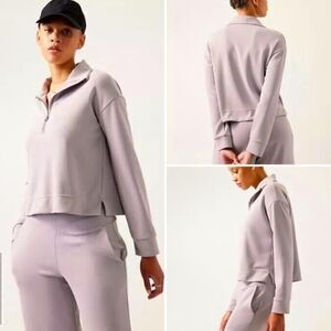 ATHLETA SeaSoft 1/4 Zip Sweatshirt 3X athleisure zip front high neck lavender.